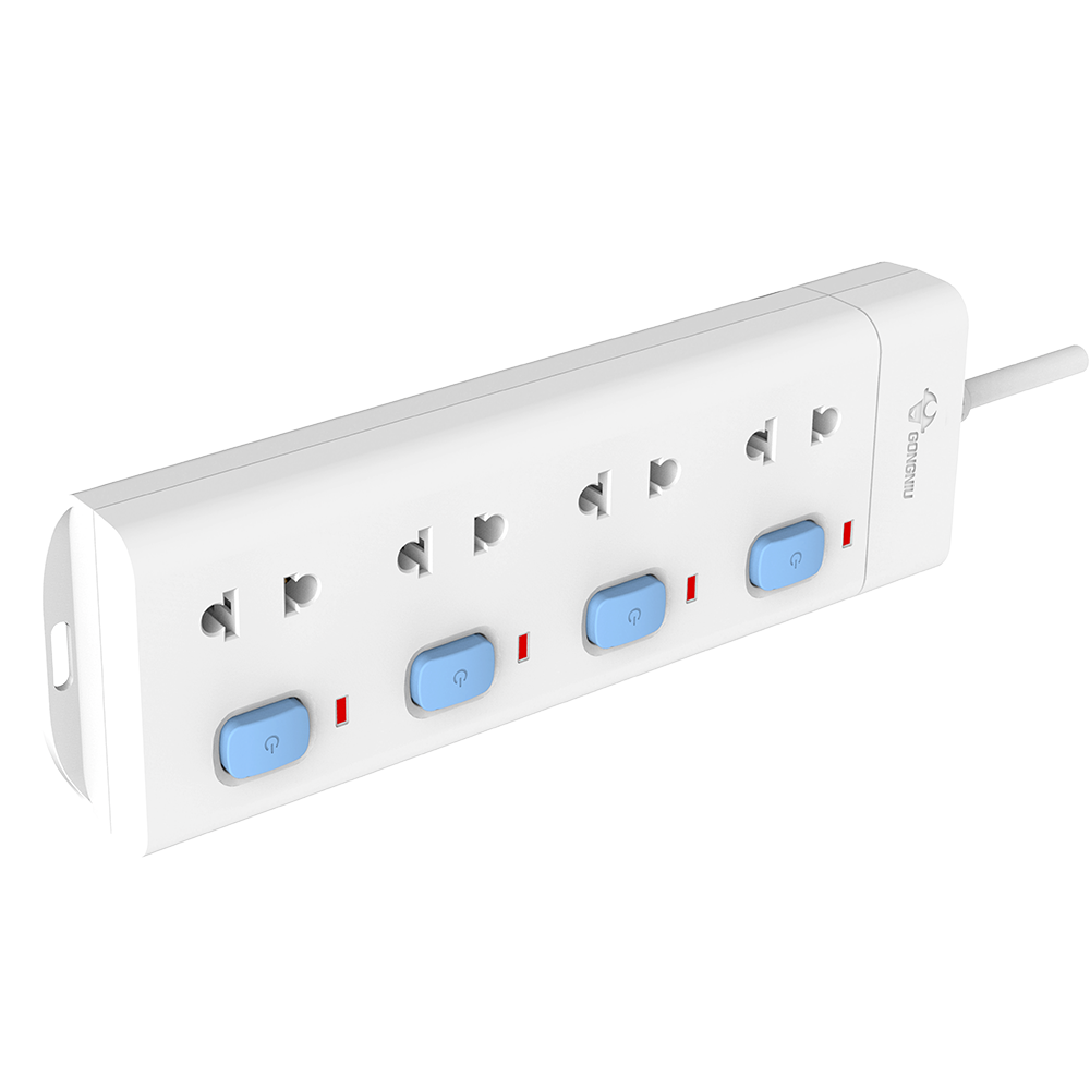 Ổ Cắm Điện Gongniu Đa Năng 4 Ổ 4 Công Tắc (V3040)