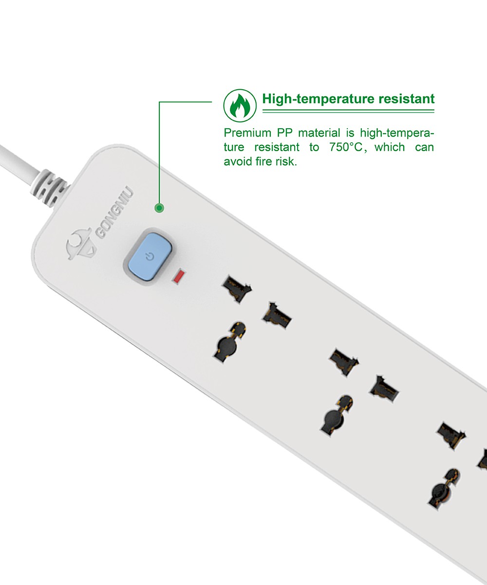 Ổ Cắm Điện Gongniu 3 Ổ Đa Năng 1 Công Tắc 2500W – N1030