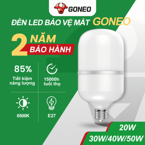 Bóng đèn LED Bulb Trụ Goneo MQ – C020A BS – Công suất 20W –  E27, 6500K – Bền bỉ – Tiết kiệm
