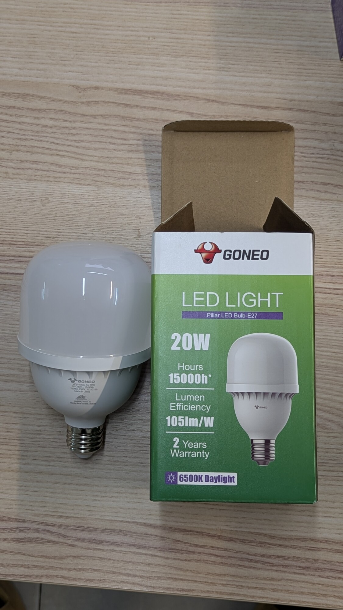 Bóng đèn LED Bulb Trụ Goneo MQ - C020A BS - Công suất 20W - E27, 6500K - Bền bỉ - Tiết kiệm 5
