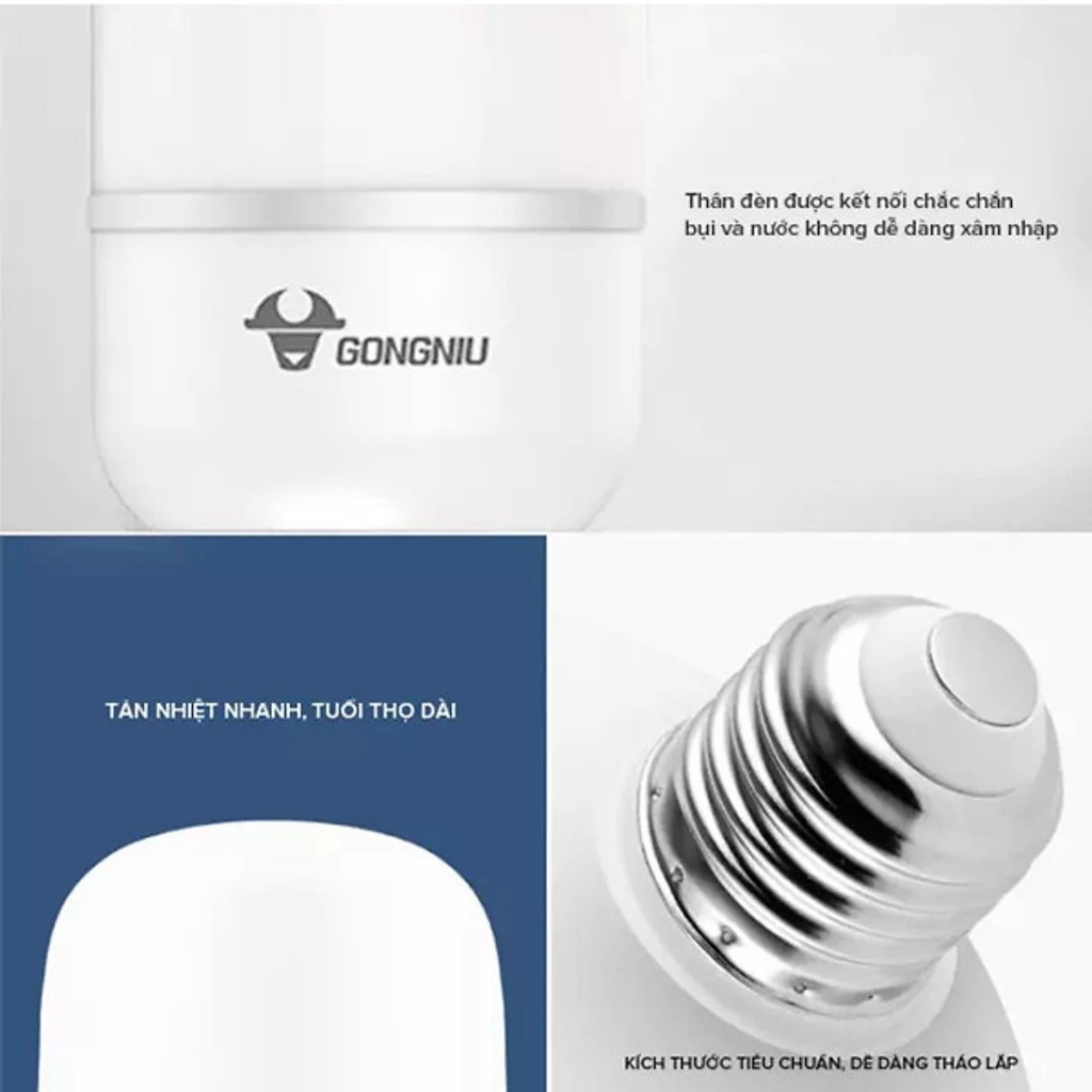 Bóng đèn LED Bulb Trụ Goneo MQ - C040B AS (E27/40W/6500K) - Ánh sáng trắng - Bền bỉ - Tiết kiệm điện 2