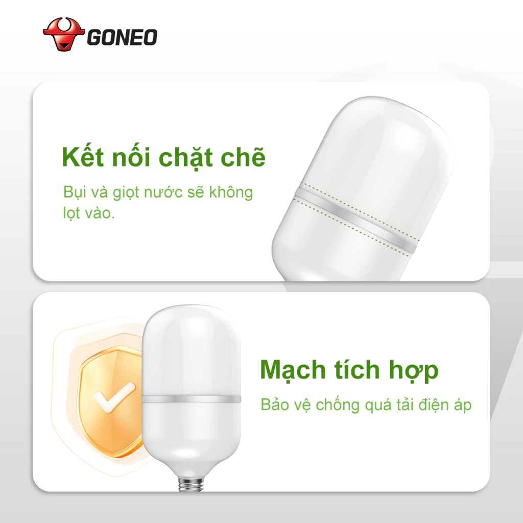 Bóng đèn LED Bulb Trụ Goneo MQ – C040B AS (E27/40W/6500K) – Ánh sáng trắng – Bền bỉ – Tiết kiệm điện
