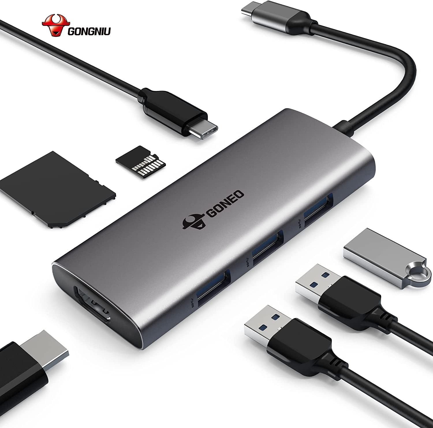 Cáp Chuyển Đổi GONEO USB-C 7 in 1 Hub with 4K HDMI Enternet – Cho Macbook, Surface Pro
