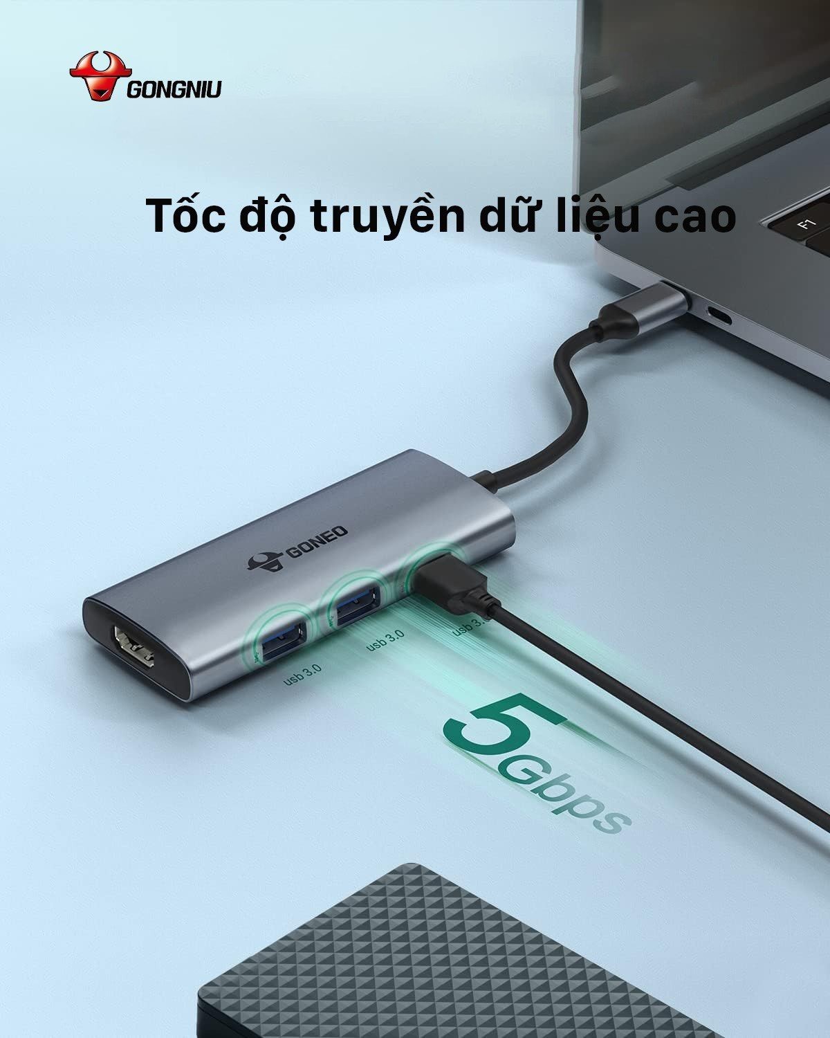 Cáp Chuyển Đổi GONEO USB-C 7 in 1 Hub with 4K HDMI Enternet – Cho Macbook, Surface Pro