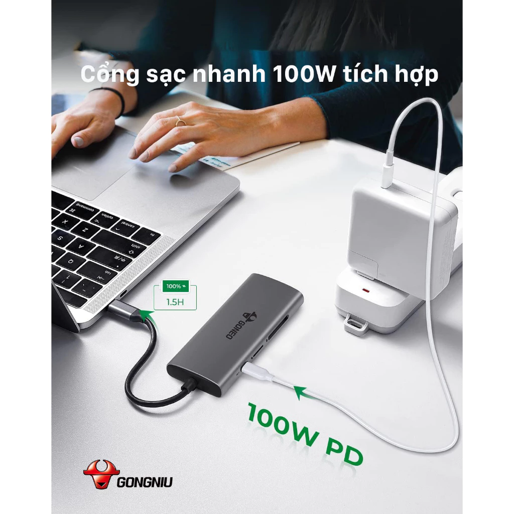 Cáp Chuyển Đổi GONEO USB-C 7 in 1 Hub with 4K HDMI Enternet - Cho Macbook, Surface Pro 2