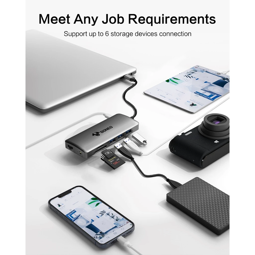 HUB GONEO 11 in 1 USB-C Docking Station, DEX với 2 cổng HDMI 4K, Sạc Nhanh Chuẩn PD 100W ,5Gbps USB-C,1000Mbps Ethernet Port,USB C Dongle for MacBook, Dell XPS, Samsung Galaxy 7