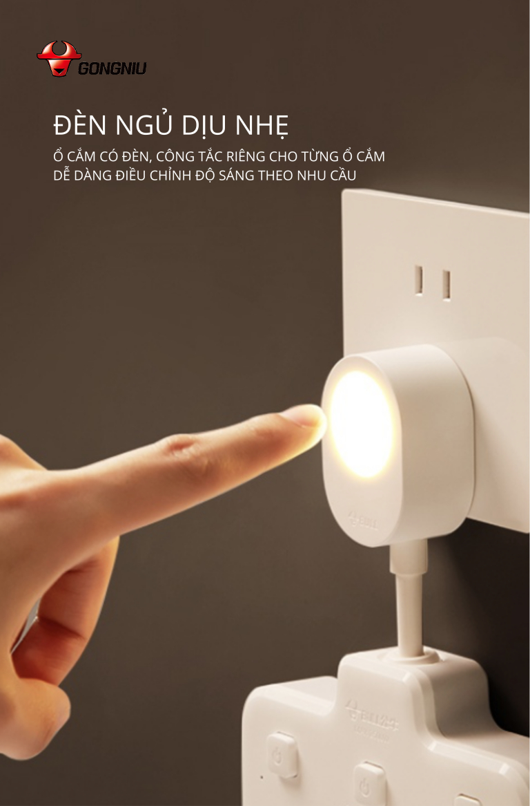 Ổ CẮM ĐÈN GN-97333Y - TÍCH HỢP ĐÈN NGỦ 2 TRONG 1 1