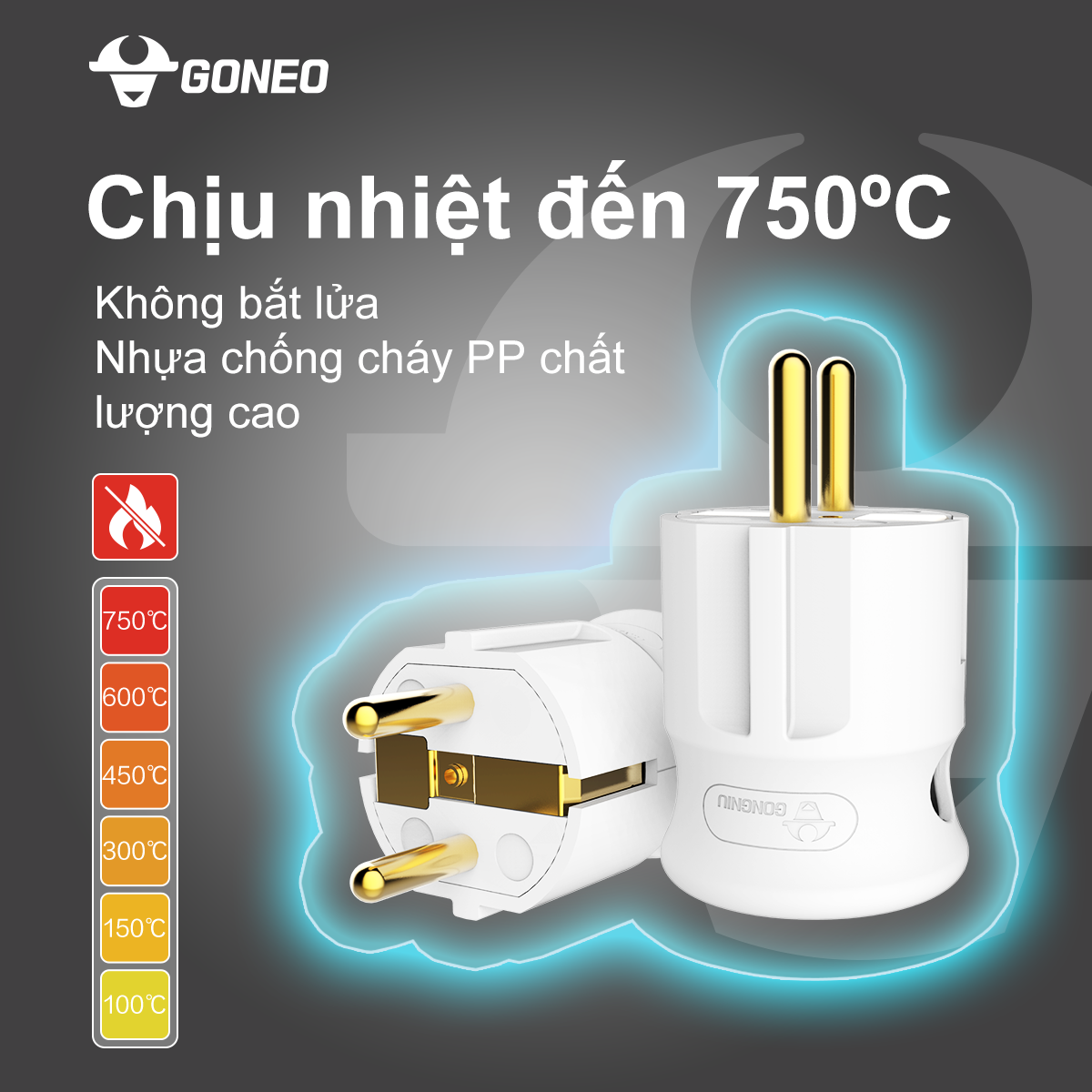 Phích cắm công suất lớn 10L5 – 4000W – Chính hãng Goneo – An toàn