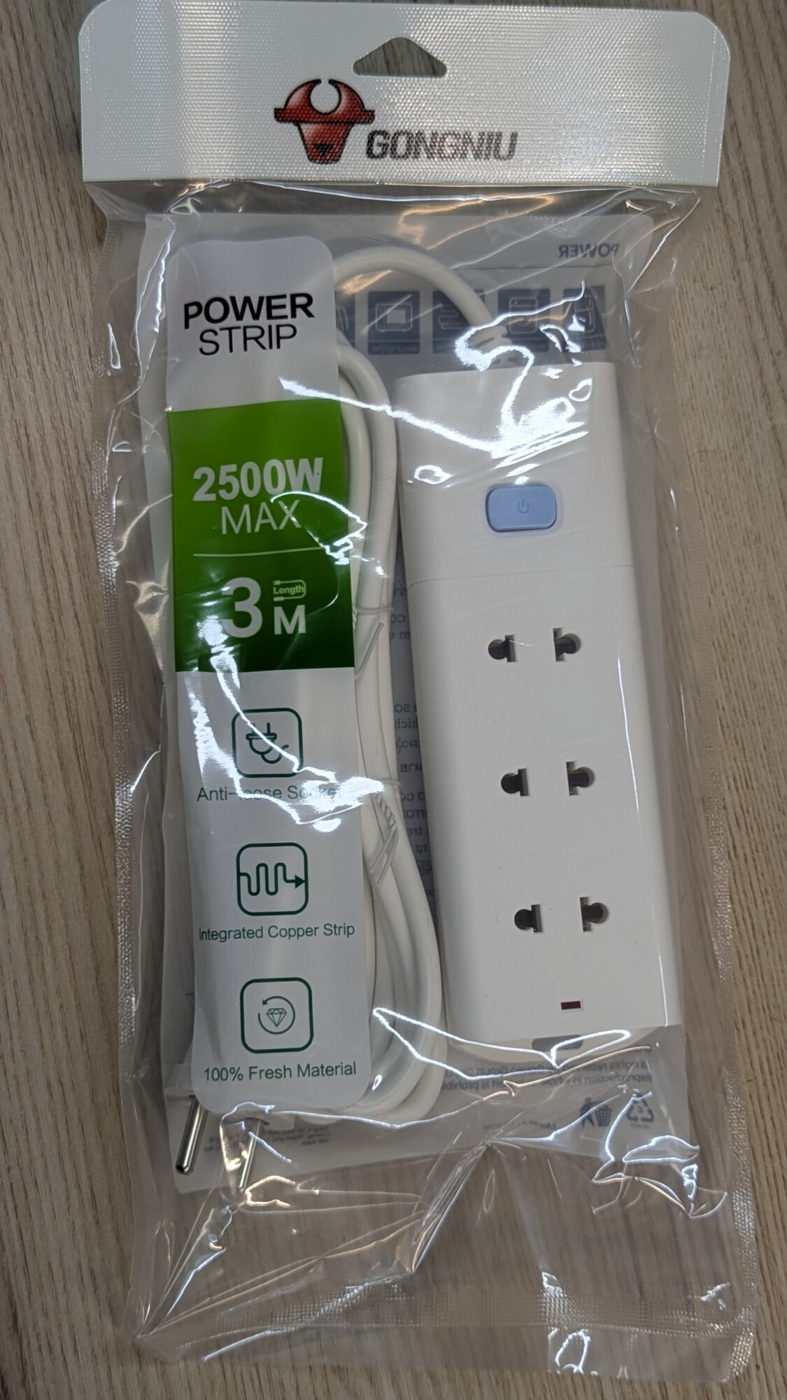 Ổ Cắm Điện Chống Cháy GONEO Đa Năng 3 Ổ 1 Công Tắc 2500W – V1030 - An Toàn - Chống Cháy 12
