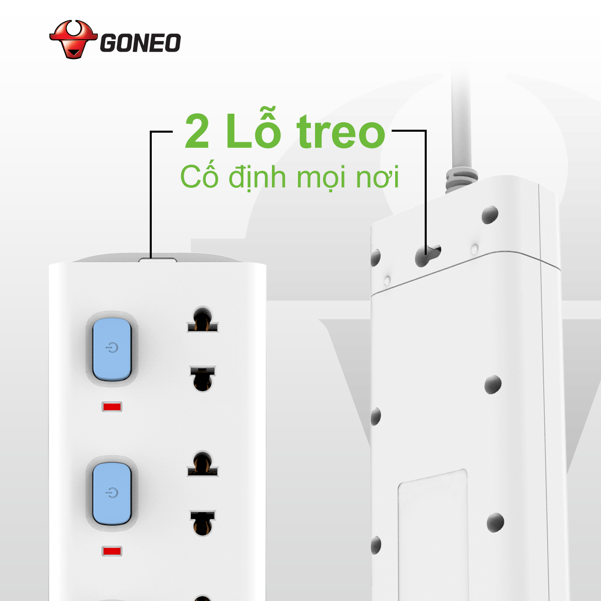 Ổ Cắm Điện Chống Cháy GONEO Đa Năng 4 Ổ 4 Công Tắc 2500W – V3040 – Chính Hãng – An Toàn – Chống Cháy