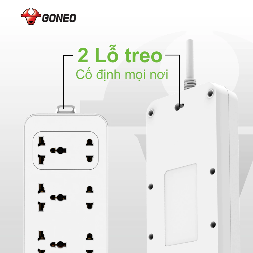 Ổ Cắm Điện GONEO 6 Ổ Đa Năng 1 Công Tắc N1330 – Dài 3m/5m – Chính Hãng – 2500W