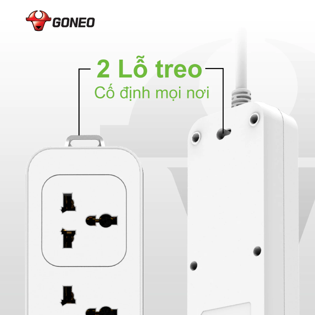 Ổ Cắm Điện Chống Cháy GONEO 5 Ổ Đa Năng 1 Công Tắc – N1050/250V/2500W – Chính Hãng GONEO