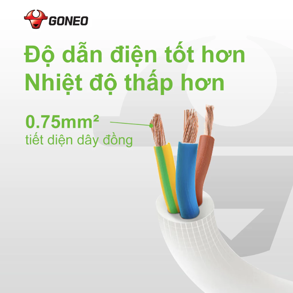 Ổ Cắm Điện Chống Cháy GONEO Đa Năng 6 Ổ 1 Công Tắc 2500W – V1060 – Chính Hãng – An Toàn – Tiện Lợi