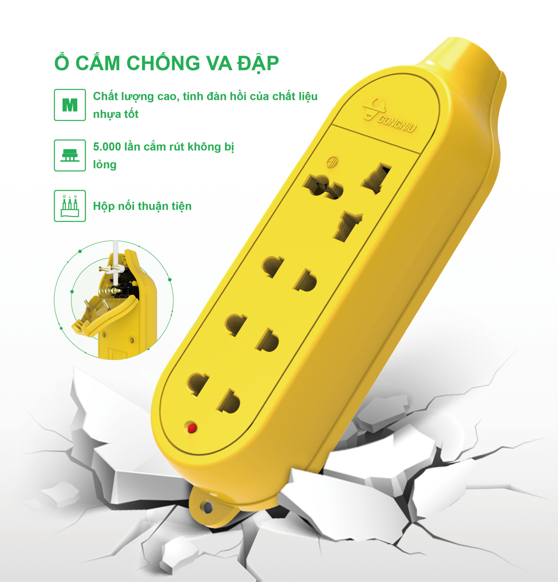 Ổ Cắm Điện Chống Va Đập GONEO C4D – Siêu Bền, Siêu An Toàn, Chuẩn Công Trình