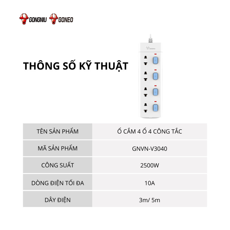 Ổ CẮM 4 Ổ 4 CÔNG TẮC V3040 7