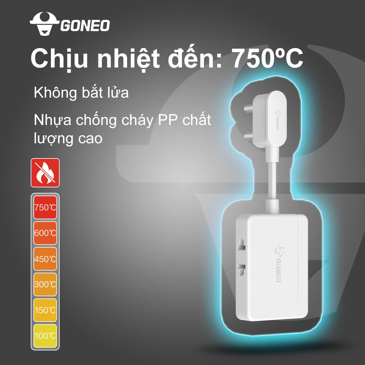 Ổ Chia Điện GONEO Z030R – Chia 3 Đa Năng Siêu Gọn 2500W- Tiện Lợi