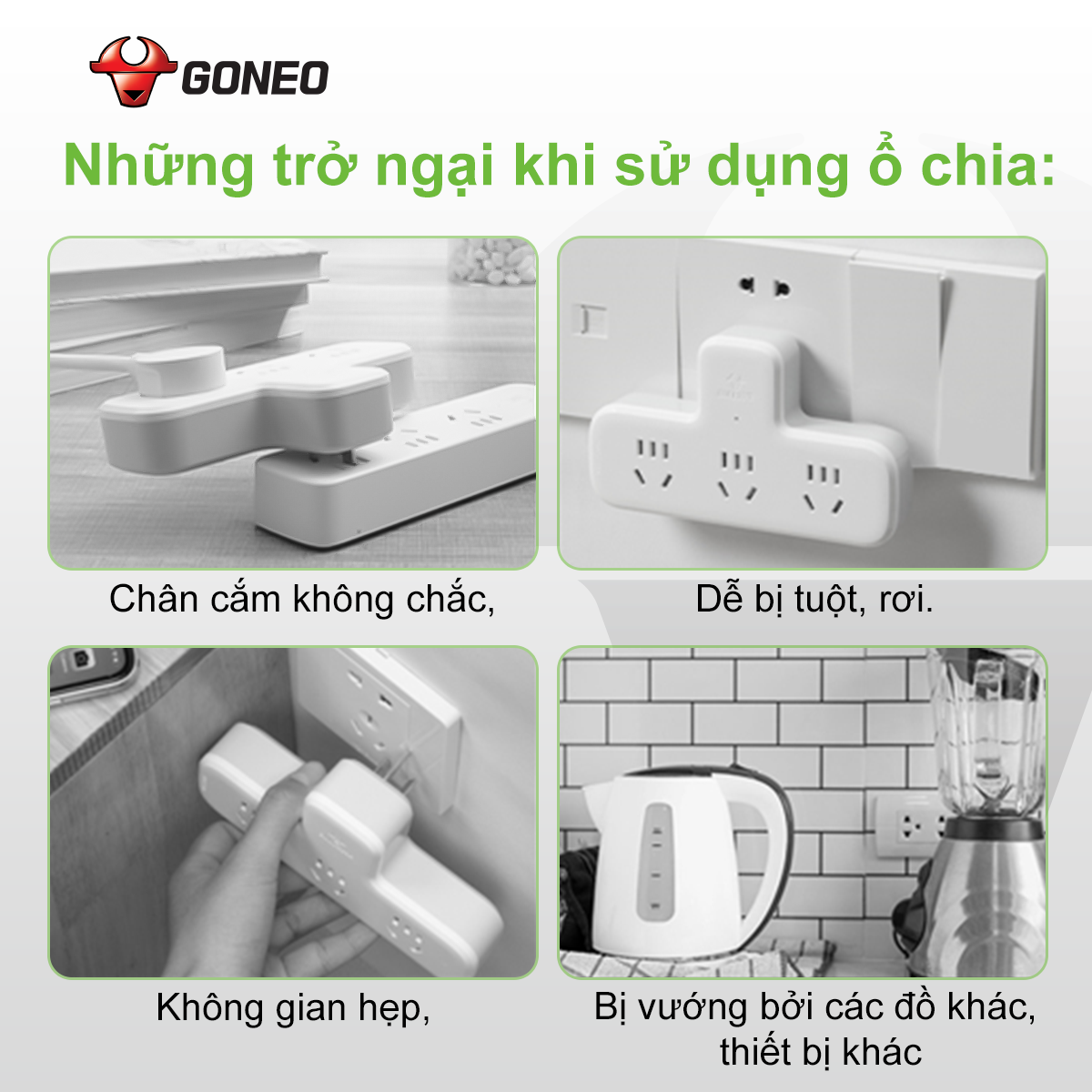 Ổ Chia Điện GONEO Z030R – Chia 3 Đa Năng Siêu Gọn 2500W- Tiện Lợi