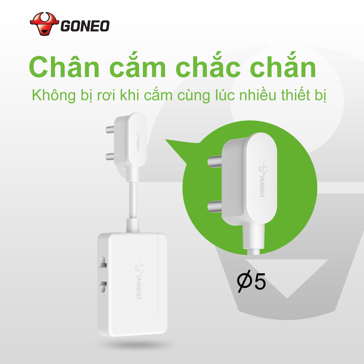 Ổ Chia Điện GONEO Z030R – Chia 3 Đa Năng Siêu Gọn 2500W- Tiện Lợi